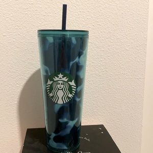 Starbucks Water Pattern 24oz Cold Cup (Navy/Teal)